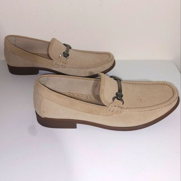 STACY ADAMS Men's Textured Leather Moc Toe Kelby Slip-on Loafers Beige Size 9M - Picture 7 of 14